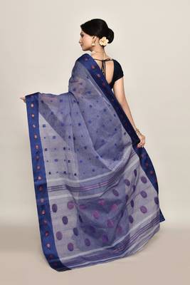 Pure cotton polka dot zari work saree 4