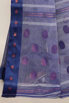 Pure cotton polka dot zari work saree 5