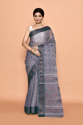 Pure cotton polka dot zari work saree 1