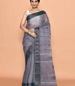 Pure cotton polka dot zari work saree