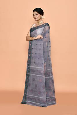Pure cotton polka dot zari work saree 2