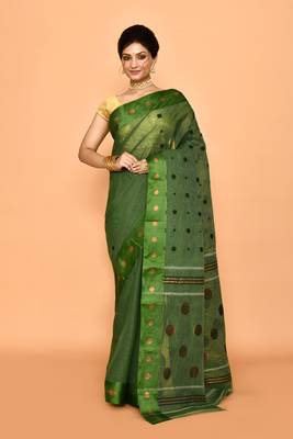 Pure cotton polka dot zari work saree 1