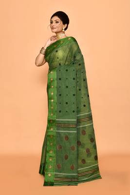 Pure cotton polka dot zari work saree 2