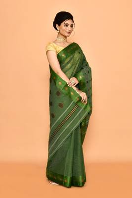 Pure cotton polka dot zari work saree 3