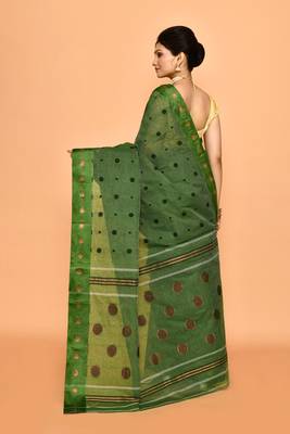 Pure cotton polka dot zari work saree 4