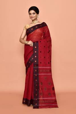 Pure cotton polka dot zari work saree 1