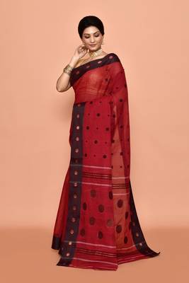 Pure cotton polka dot zari work saree 2