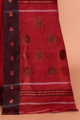 Pure cotton polka dot zari work saree 5