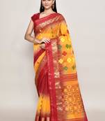 Blended cotton zari work handloom saree with blouse fabric