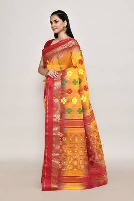 Blended cotton zari work handloom saree with blouse fabric 2