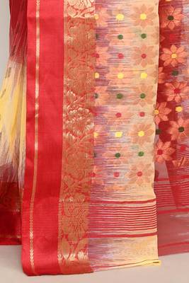 Blended cotton zari work handloom saree with blouse fabric 5