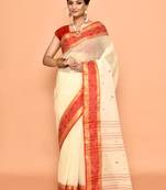 Pure cotton buti work tant tangail saree without blouse fabric