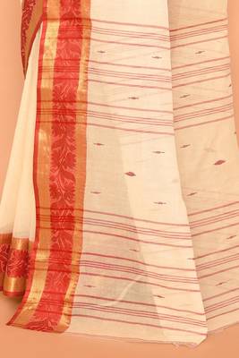 Pure cotton buti work tant tangail saree without blouse fabric 5