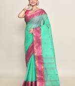 Pure cotton buti work tant tangail saree without blouse fabric