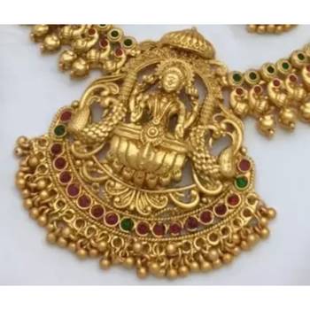 Exquisite gold-plated lakshmi temple jewelry set: Necklace :: and earrings 2