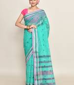 Pure cotton buti work tant tangail saree without blouse fabric