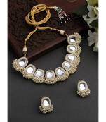 Royal kundan pearl mirror necklace set with adjustable dori | traditional indian wedding jewelry collection