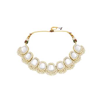 Royal kundan pearl mirror Necklace :: set with adjustable dori | traditional indian wedding jewelry collection 4