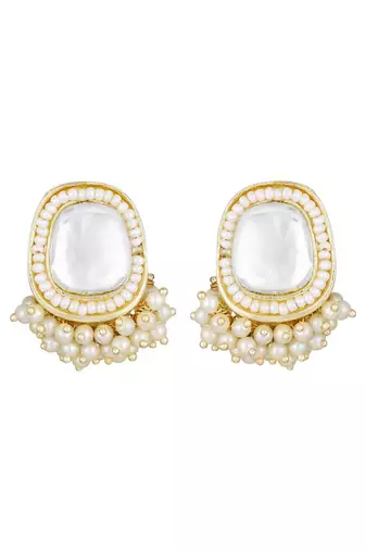 Royal kundan pearl mirror Necklace :: set with adjustable dori | traditional indian wedding jewelry collection