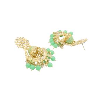 Royal blue and gold-plated kundan chandbali earrings     traditional indian jhumka earrings with pearls 2