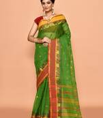 Pure cotton buti work tant tangail saree without blouse fabric