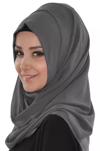 Grey embroidered georgette islamic-kaftans With Sun-proof hijab