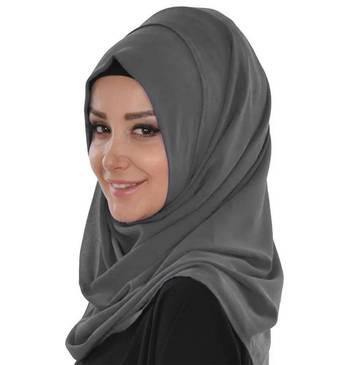Grey embroidered georgette islamic-kaftans With Sun-proof hijab 3