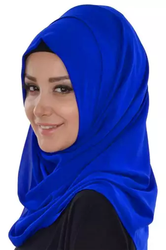 Royal Blue Moroccan Kaftan With Sun-proof hijab