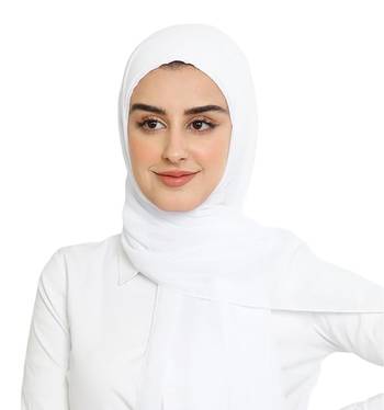 White embroidered georgette islamic-kaftans With Sun-proof hijab 5