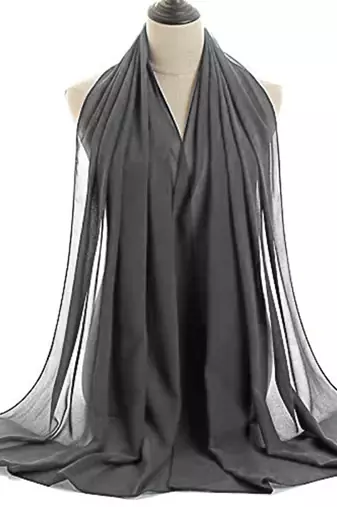 Gray and Black Moroccan Kaftan With Sun-proof hijab