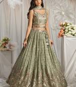 Lime Green Georgette Sequin embroidery Semi-Stitched Lehenga choli & Dupatta