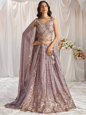 Mauve Georgette Sequin embroidery Lehenga choli & Dupatta 1