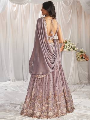 Mauve Georgette Sequin embroidery Lehenga choli & Dupatta 3