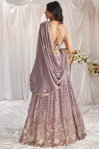 Mauve Georgette Sequin embroidery Lehenga choli & Dupatta