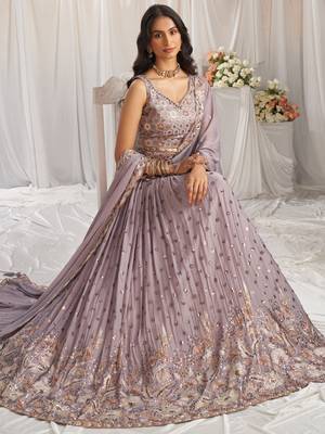 Mauve Georgette Sequin embroidery Lehenga choli & Dupatta 5