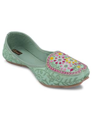 Green emb loafer 1