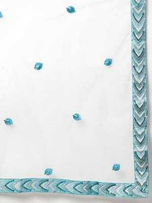 Women's Sky Blue sequince & thread embroidered soft net festive bridal wedding wear semi stitched lehenga Choli 5