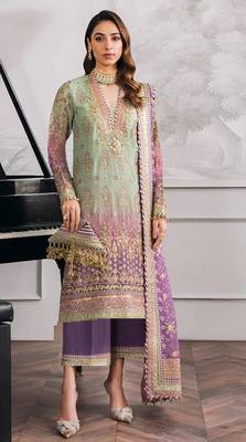Green embroidered faux georgette salwar suit 1