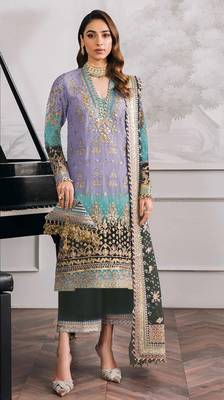 Purple embroidered faux georgette salwar suit 1