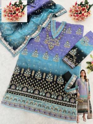 Purple embroidered faux georgette salwar suit 2