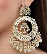 Luxurious pearl chandelier earrings - traditional indian kundan style statement jewelry for wedding & festive wear