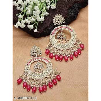 Luxurious pearl chandelier earrings - traditional indian kundan style statement jewelry for wedding & festive wear 1