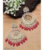 Luxurious pearl chandelier earrings - traditional indian kundan style statement jewelry for wedding & festive wear