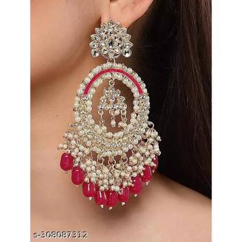 Luxurious pearl chandelier earrings - traditional indian kundan style statement jewelry for wedding & festive wear 2