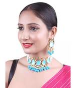 Elegant torquise and gold indian kundan choker necklace and earring set