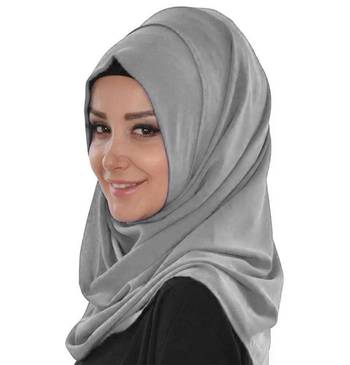 Gray Moroccan Kaftan With Sun-proof hijab 4