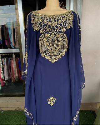 SALE New Navy-Blue Handcrafted Zari Stone work Stitched Kaftan Party Wedding Dresses 3183 1