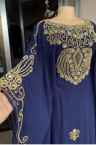 SALE New Navy-Blue Handcrafted Zari Stone work Stitched Kaftan Party Wedding Dresses 3183