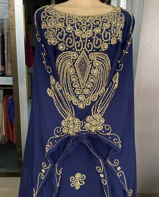 SALE New Navy-Blue Handcrafted Zari Stone work Stitched Kaftan Party Wedding Dresses 3183 4