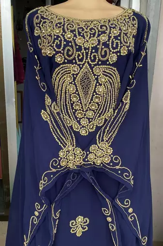 SALE New Navy-Blue Handcrafted Zari Stone work Stitched Kaftan Party Wedding Dresses 3183